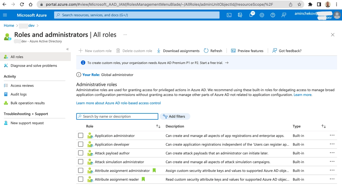 Azure AD Roles